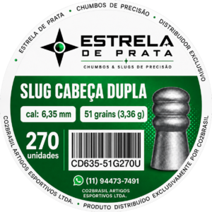 Etiqueta da embalagem de chumbo cabeça dupla 6,35mm 51 grains Estrela de Prata - 270 unidades