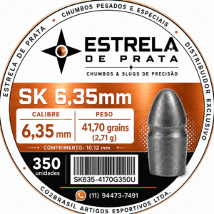 Chumbo SK 635 Ogival 6,35mm Estrela de Prata - 41,70 grains - embalagem com 350 unidades