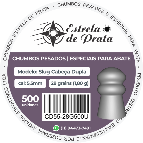 Chumbo Cabeça Dupla 28 Grains 5,5mm