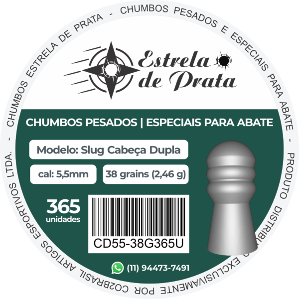 Chumbo Cabeça Dupla 38 Grains 5,5mm