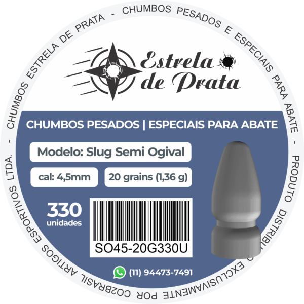 Chumbo Semi Ogival 20 Grains 4,5mm