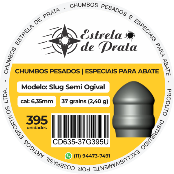 Chumbo Estrela de Prata 6,35mm Semi Ogival 37 grains 395 un